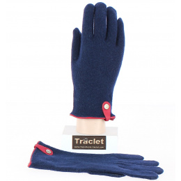 Seville Tactile Gloves Wool & Cashmere Navy/Red- Traclet