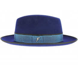 Royal Blue Wool Felt Fedora Hat Isidore - Fléchet