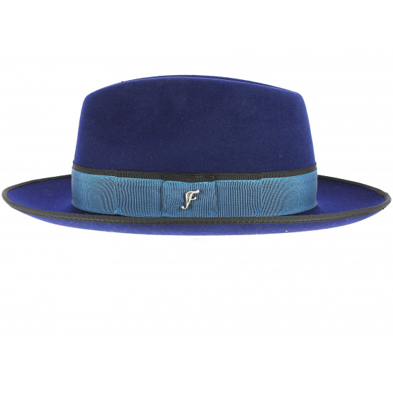 Royal Blue Wool Felt Fedora Hat Isidore - Fléchet