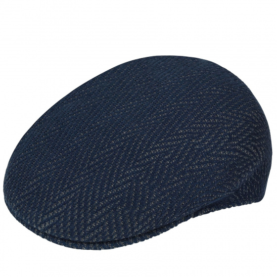 Blue and Gray Herringbone 504 Cap - Kangol