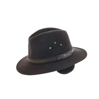 Chapeau Traveller Mac Eye Cache-Oreilles Feutre Laine Marron - Herman Reference : 8543 | Chapellerie Traclet