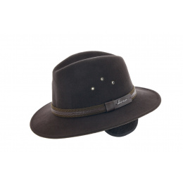 Brown Wool Felt Mac Eye Traveller Hat with Ear Flaps - Herman
