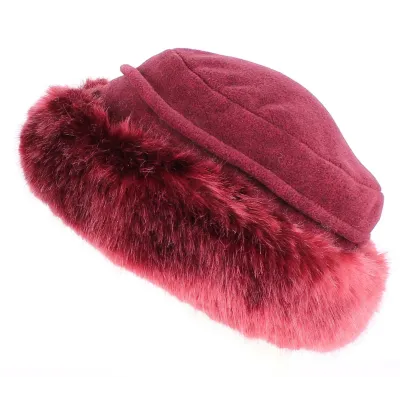 Toque Akilina Fausse Fourrure & Doublure Polaire acajou  - Traclet Reference : 8547 | Chapellerie Traclet
