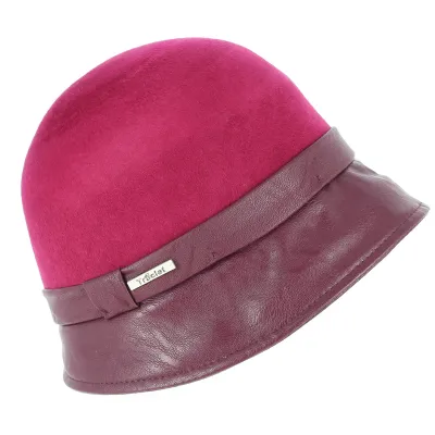 Chapeau Cloche Feutre Evelina avec Bords Skai Bordeaux- Traclet  Reference : 8467 | Chapellerie Traclet