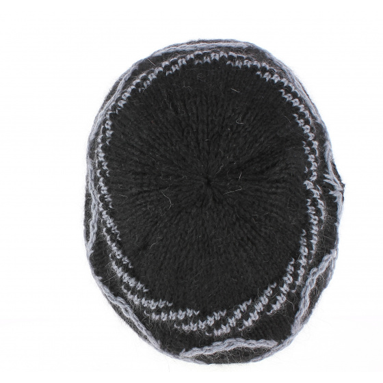 Black Lecce Angora Knit Beret / Hat - Traclet