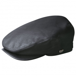 Bailey Stockton Black Leather Flat Cap