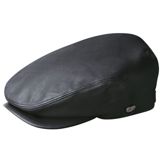 Bailey Stockton Black Leather Flat Cap