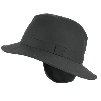 Black Orvieto Hat with Ear Flaps - Crambes Reference: 8564 | Traclet Hatters