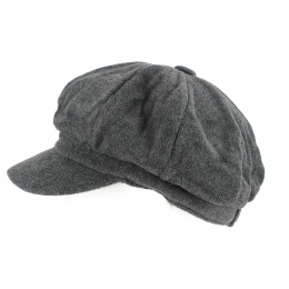 Dark Grey Polar Fleece Newsboy Cap