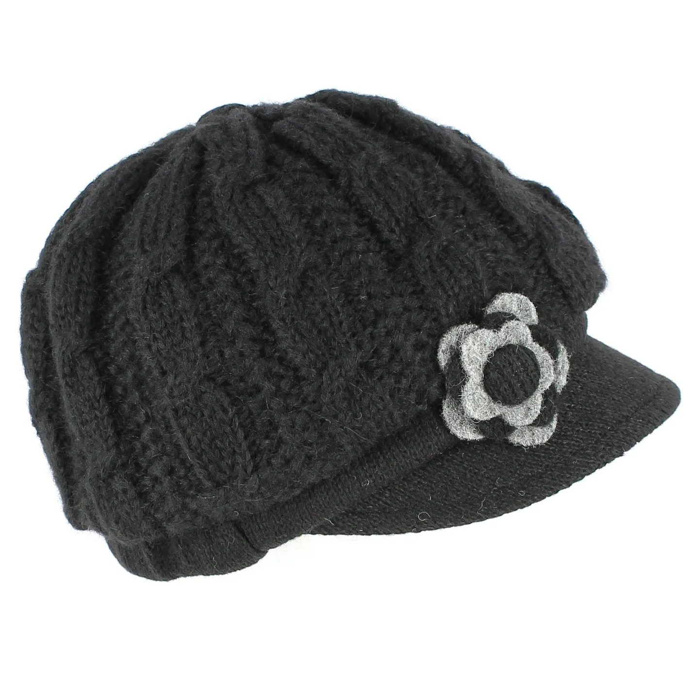 Angele Newsboy Cap Black Knit - Traclet Reference: 5392 | Traclet Hat Shop