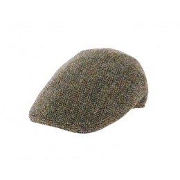 Khaki Harris Tweed Flat Cap - Traclet