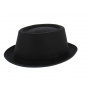 Black Wool Prato Porkpie Hat - Traclet