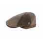 Brown Leather Lorette Flat Cap - Fléchet