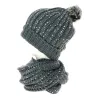 Ensemble Bonnet pompon et snood gris pailleté TRACLET Reference : 8669 | Chapellerie Traclet