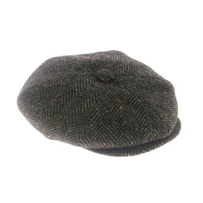 Irish Newsboy Cap Anthracite Herringbone - Jonathan Richard Reference: 8711 | Traclet Hat Shop