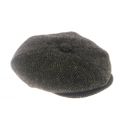Irish Newsboy Cap Anthracite Herringbone - Jonathan Richard