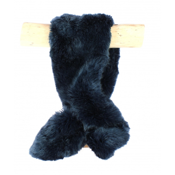 Megève Navy Blue Fur Neck Warmer - Traclet