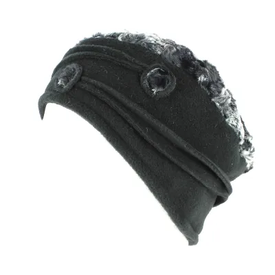 Bonnet Toque Polaire Annie Blanche/Noire- Traclet Reference : 8749 | Chapellerie Traclet