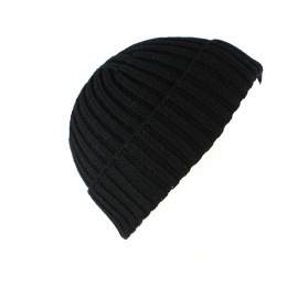 Bonnet en Tricot Dassel Avec Revers Noir- Fiebig