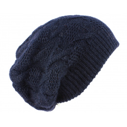 Flat Beanie Abigail Angora Navy - Traclet