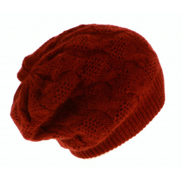 Flat Beanie Abigail Angora Plum - Traclet