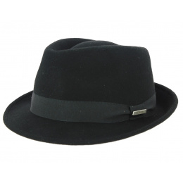 Romans Trilby Hat Black Wool Felt Made In France - Traclet