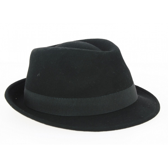 Black Wool Felt Trilby Hat Romans Made In France - Traclet