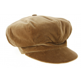 Lucile Camel Velvet Newsboy Cap - Traclet