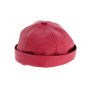 Red Leather Docker Biker Hat- Aussie Apparel