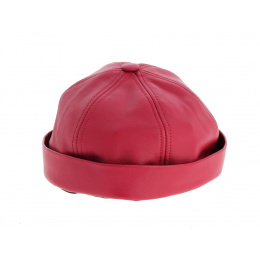 Red Leather Docker Biker Beanie - Aussie Apparel