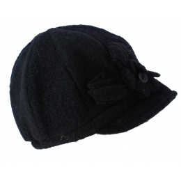 Black Boiled Wool Neima Cap - Traclet