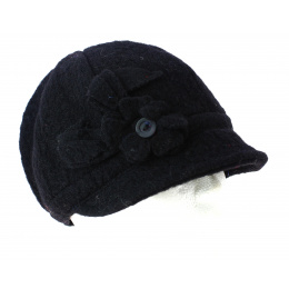 Black Boiled Wool Neima Cap - Traclet