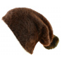 Venice Angora Brown Long Hat with Pompon- Traclet 
