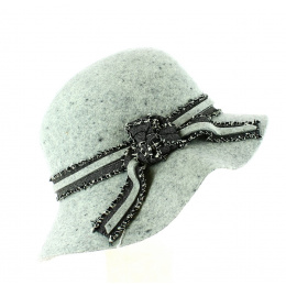 Alexa Wide-Brimmed Light Gray Wool Felt Hat - Traclet