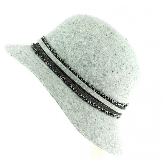 Alexa Wide-Brimmed Light Gray Wool Felt Hat - Traclet Alexa Wide-Brimmed Light Gray Wool Felt Hat - Traclet