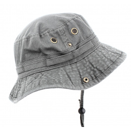 Ethos dark gray cotton bucket hat with cord