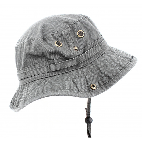 Ethos dark gray cotton bucket hat with cord