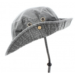 Ethos dark gray cotton bucket hat with cord