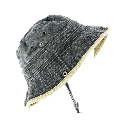 Two-Tone Cotton Bucket Hat Anthracite/Beige - Traclet Reference: 8884 | Traclet Hat Shop