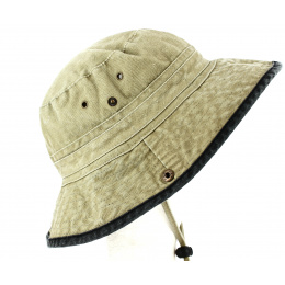 Cotton Bucket Hat Broom Two-Tone Beige/Anthracite- Traclet