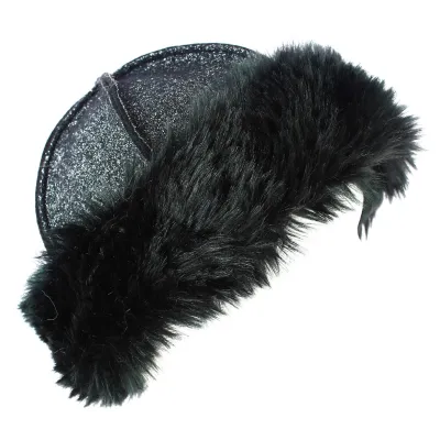 Sarah Black Glitter Faux Fur Beanie - Traclet Reference: 8887 | Traclet Hatters