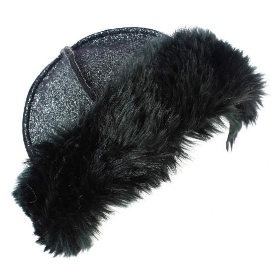 Toque Sarah Faux Fur Black Sequinned Traclet Reference : 8887 ...