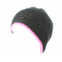 Basic reversible beanie in fuchsia and white