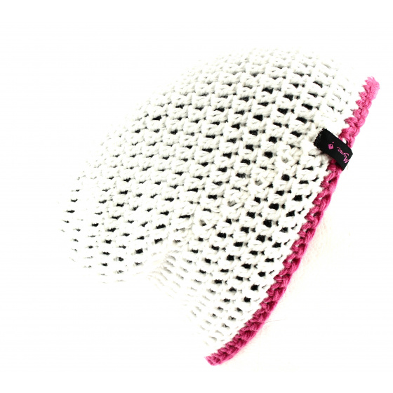 Basic reversible fuchsia and white beanie