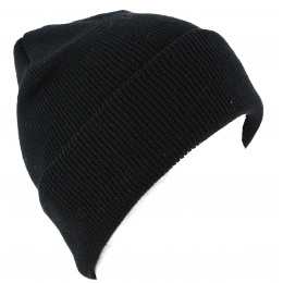 Black Wool-Lined Cuffed Beanie - Traclet by Marone