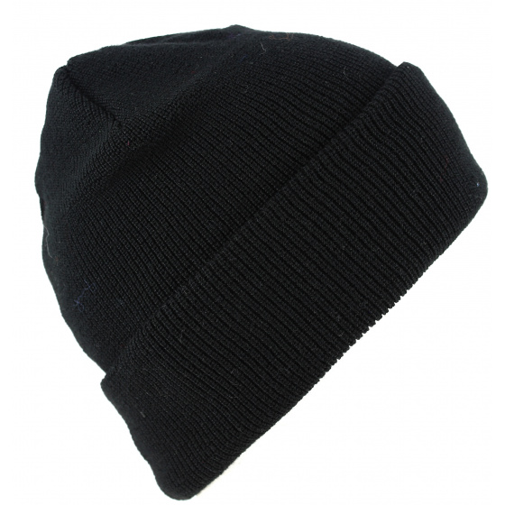 Black Wool-Lined Cuffed Beanie - Traclet by Marone