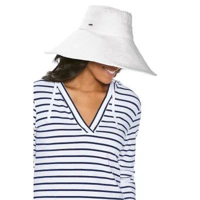 Capeline Larges Bords Beach Coton Blanc - Coolibar Reference : 8904 | Chapellerie Traclet