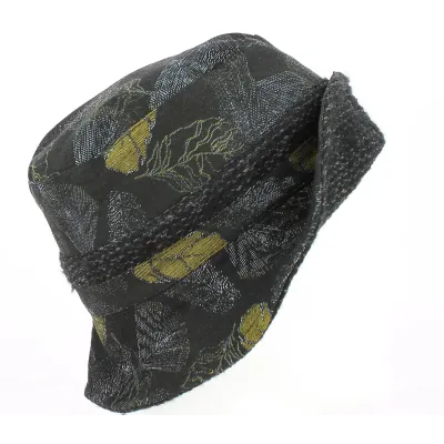 Black Cotton Bucket Hat with Anise Leaf Prints - Traclet Reference: 8775 | Traclet Hatters