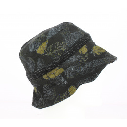 Black Cotton Bob Pertse with Anise Leaf Print- Traclet