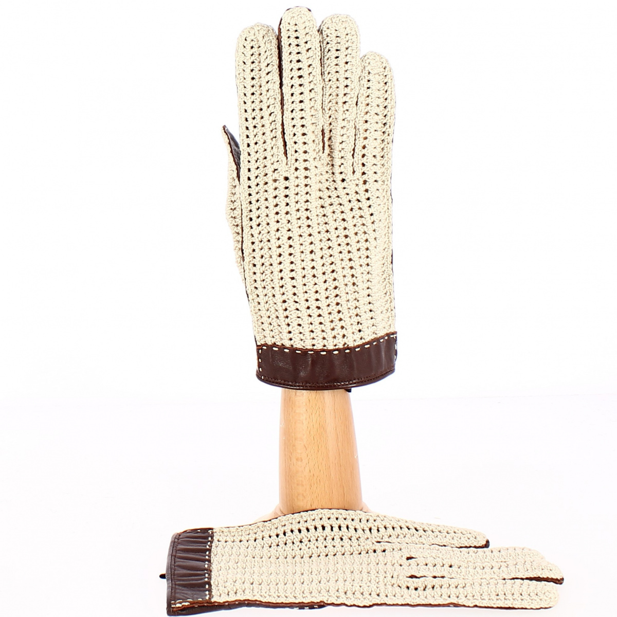 Gants De Conduite Cuir Crochet Non Doublé Noir - Glove Story